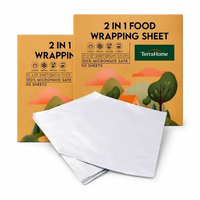 TerraHome 2 in 1 Butter Paper Aluminium Foil Sheets 2x50 Piece (Pack of 2)