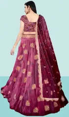 Net Embroidered Semi Stitched Lehenga for Girls 