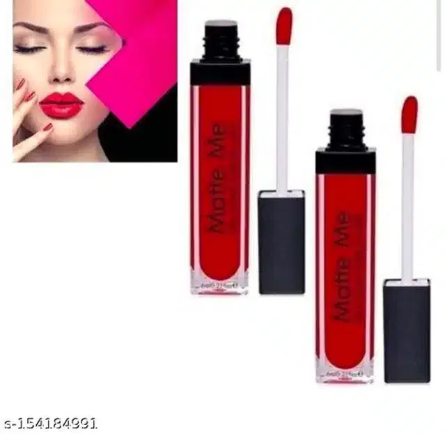 Waterproof Liquid Matte Lipsticks (Red, Pack of 2)