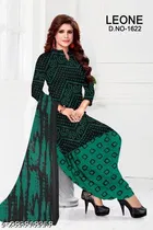 Crepe Printed unstitched suits for women (Dark Teal Green)