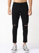 Cotton Blend Slim fit Jeans for Men (Black, 28)