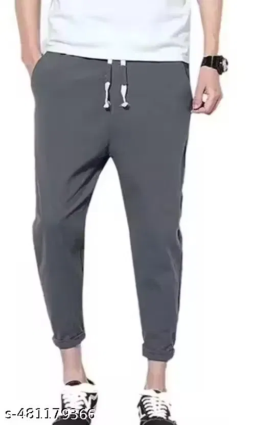 Textured Trackpant for Men (Grey, L)