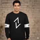 Fleece Printed Sweatshirt for Men, Black 
