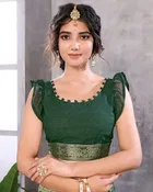 Tussar Silk Printed Saree for Women, Green 