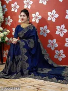 Georgette Saree for Women, Blue 
