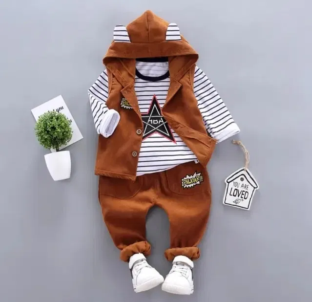 Hosiery Clothing Set for Kids (Brown, 9-12 Months)