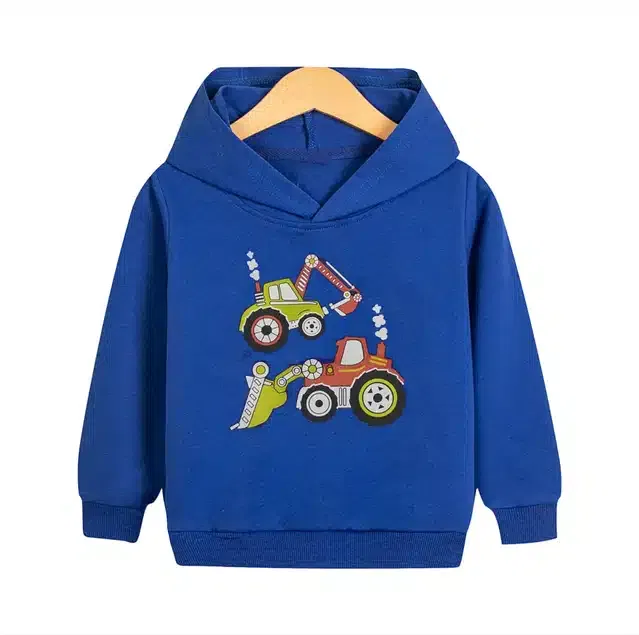 Cotton Blend Printed Hoodie for Kids (Blue, 3-4 Years)