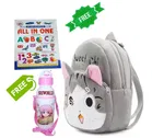 Combo of Fabric School Bag, Water Bottle with All in One Book for Kids 