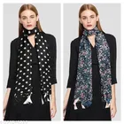 Poly Chiffon Printed Scarves for Women, Black, Pack of 2
