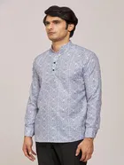 Cotton Blend Printed Kurta for Men 