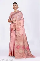 Linen Zari Woven Saree for Women 