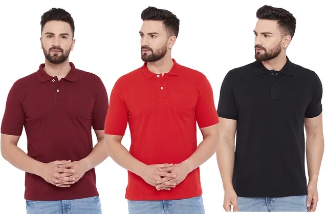 Polo T-shirts for Men, Pack of 3 (Multicolor, XXL)