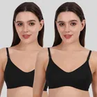 Cotton Bra for Women, Black, Pack of 2 