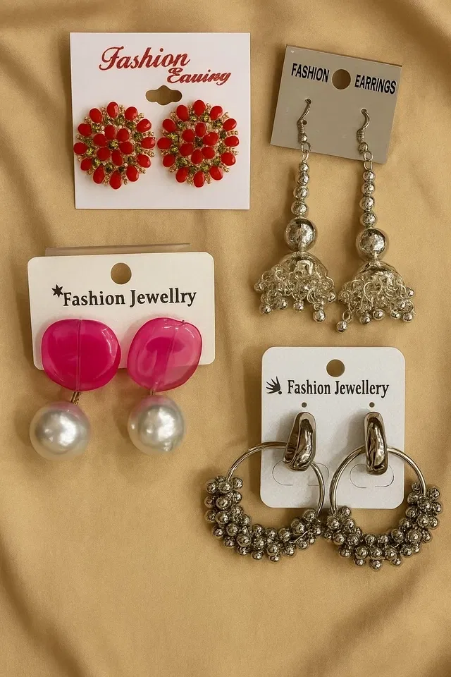 Designer Jhumka Earrings for Women and Girls ( Pack of 4 Assorted)