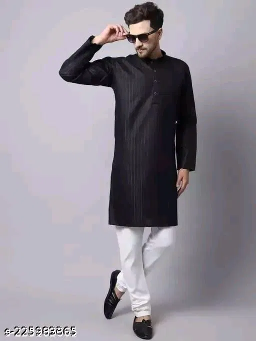 Kurta for Men (Black, L)