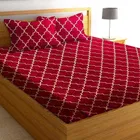 Glace Cotton Elastic Fitted Double Bedsheet with 2 Pillow Covers 