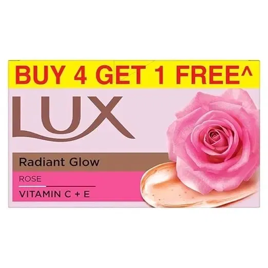 Lux Radiant Glow Rose and Vitamin C+ E Soap 5X100 g (Buy 4 get 1 Free)