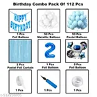 Space Astraunaut Theme 2nd Happy Birthday Decoration Items For Girls, Multicolor, Pack of 112