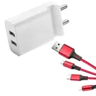 A S Dual Fast Charger 3.1A with Micro, Type-C & iPhone Cable 