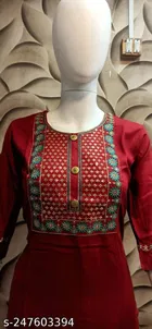 Rayon Slub Printed Kurti for Women 