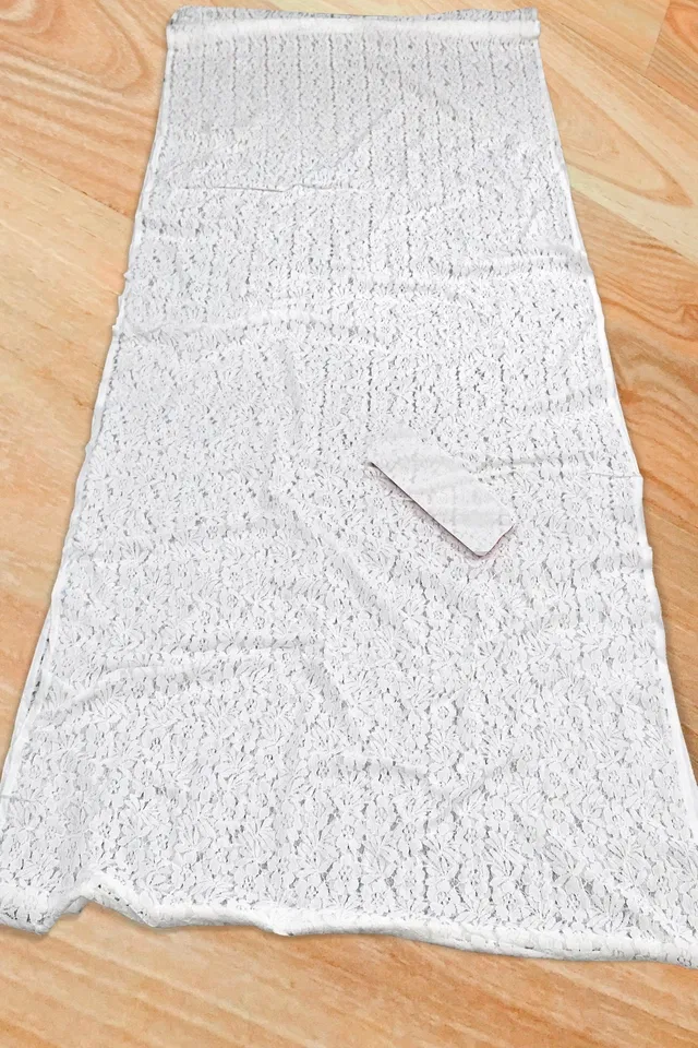 Net Floral Saree for Women (White , 6.3 m)