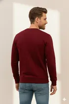 Fleece Printed Sweatshirt for Men, Maroon 