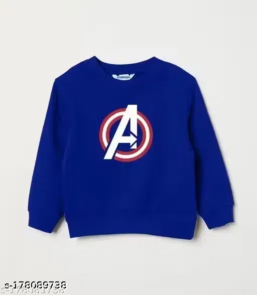 Light Fleece Printed Sweatshirt for Boys (Blue, 2- 4 Years)