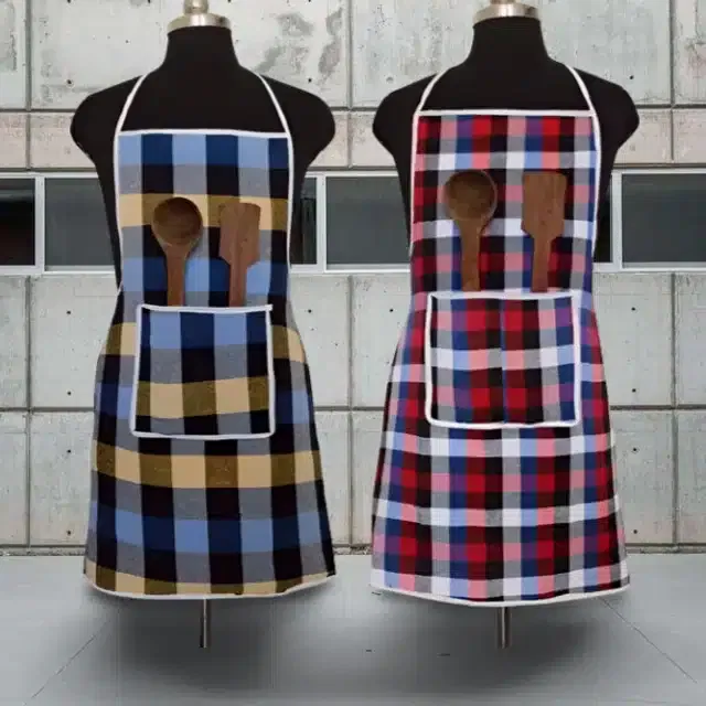 Cotton Kitchen Aprons (Multicolor, Pack of 2)