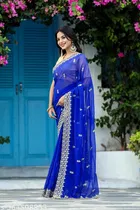 Simple Blue Saree for Women 