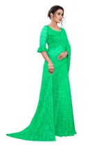 Net Solid Saree for Women 