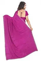 Crepe Solid Saree for Women, Wine 