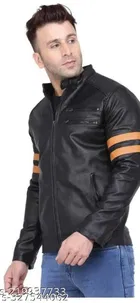 Synthetic Leather Full Sleeves Solid Jacket for Men 