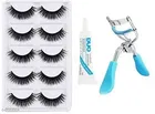 False 5 Pieces Eyelashes with Eyelash Glue and Eyelash Curler With Black Eyebrow Free