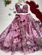 Organza Semi Stitched Lehenga Choli for Women 