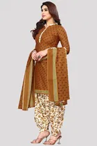 Cotton Suit Fabric with Dupatta for Women 