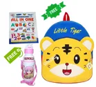 Combo of Fabric School Bag, Water Bottle with All in One Book for Kids 