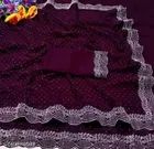 Poly Georgette Embellished Saree For Women, Purple