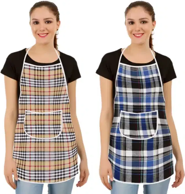 Cotton Kitchen Aprons (Multicolor, Pack of 2)