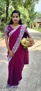 Georgette Embellished Saree For Women, Purple