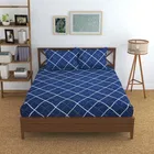 Glace Cotton Printed Fitted Double Bedsheet with Two Pillow Covers 