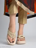 Shoetopia Gold Embellished Platform Sandals 