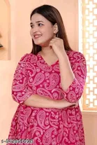 Rayon Printed Top & Bottom Set for Women, Pink 