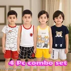 Hosiery Cotton Printed Clothing Set for Kids, Multicolor, Pack of 4 