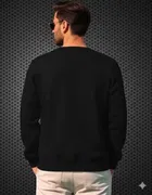 Fleece Printed Sweatshirt for Men, Black 