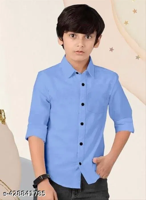 Solid Cotton Blend Kurta Set for Boys (Aqua Blue, 8-9 Years)