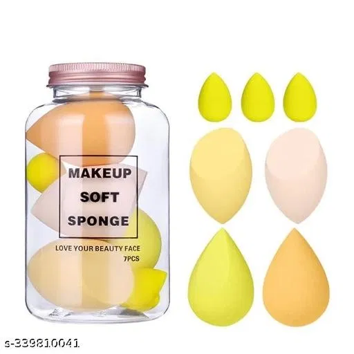 KAYI Makeup Sponge Set Beauty Blender with Egg Case, Soft Sponge For Liquid Foundation, Creams, and Powders Latex Free Wet and Dry Makeup (Multicolor 4 Big + 3 Mini -7 Pcs set)