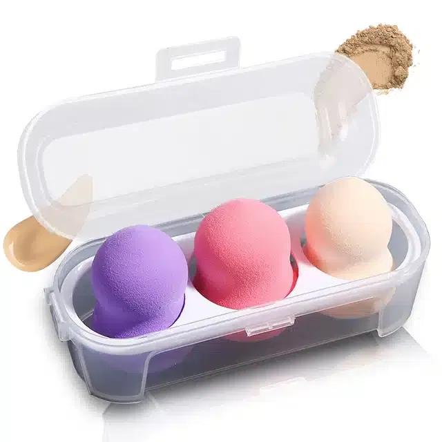 Majestique Blending Sponge Makeup Cosmetic Sponge for Dry & Wet Use (Pack of 3) (B-56)