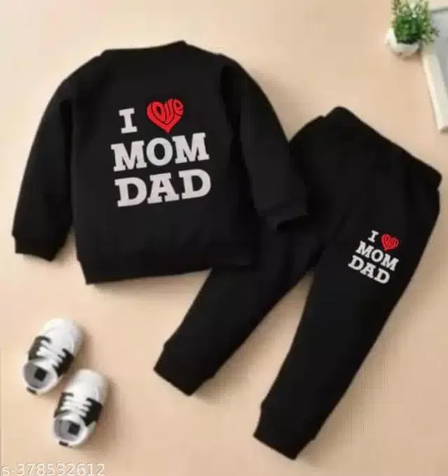 Hoisery Printed Clothing Set for Boys (Black, 0-6 Months)