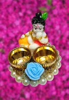 Metal Decoretive Pooja Thali, Multicolour Pack of 1