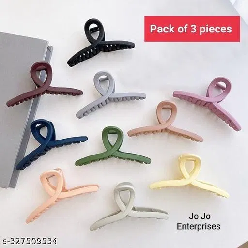 Plastic Hair Clutcher for Women & Girls (Multicolor, Pack of 3)